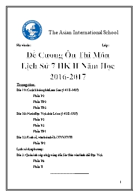 Đề cương ôn thi học kỳ 2 môn Lịch sử 7 - Năm học 2016-2017